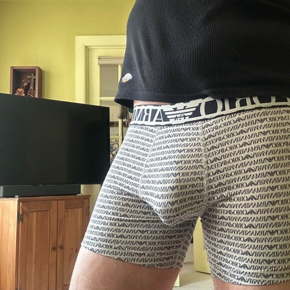 NWT Authentic GA EMPORIO ARMANI All-Over Logo STRETCH COTTON TRUNKS (2) Size M - Picture 13 of 15